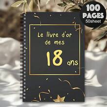 1pc Aesthetics French Guestbook Spiral Notebook Journal,Guest Book Keepsake Wildflowers Theme For Special Event,Messages For Celebration And Birthday, 18th Birthday Guest Message Blessing Book,Anniversary Or Reception,Guest Sign In Book - A - View 4