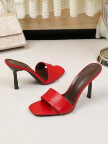 Sandalias de tacón alto para mujer 2026 nuevas versátiles con suela blanda sandalias romanas de moda para exteriores viajes influencer playa sandalias de viaje para mujer - Rojo - Ver 3