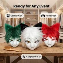 1件裝 毛絨動物面具 Cosplay 面具 動物頭飾 動漫角色服裝配件 萬聖節服裝道具 - 查看 2