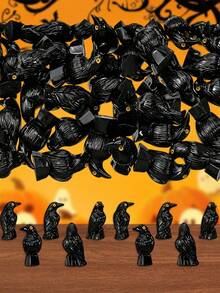 20pcs Miniature Crows Decor,Halloween Mini Resin Crows Figures,Black Raven Figurines Tiny Resin Animals Suitable For Holiday Scenes,Micro Landscapes,Horror Party,Desktop Decoration,Gothic Party Supplies,Horror Autumn Haunted House Decoration,Glass Container DIY Crafts,Halloween Scene,Garden Home Desktop Decoration. - A - View 2
