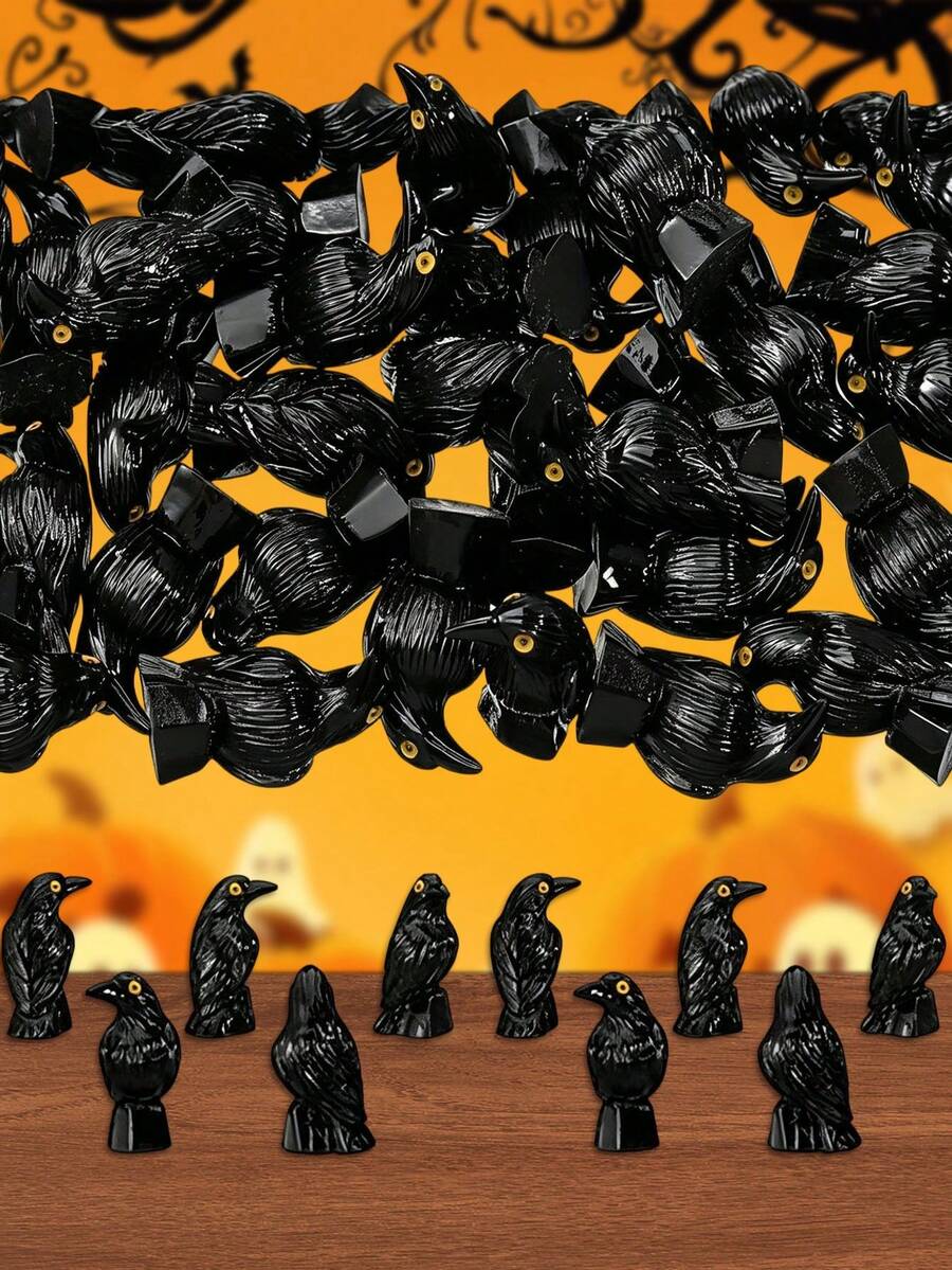 20pcs Miniature Crows Decor,Halloween Mini Resin Crows Figures,Black Raven Figurines Tiny Resin Animals Suitable For Holiday Scenes,Micro Landscapes,Horror Party,Desktop Decoration,Gothic Party Supplies,Horror Autumn Haunted House Decoration,Glass Container DIY Crafts,Halloween Scene,Garden Home Desktop Decoration.