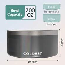 Coldest - tazón para perros tazón para perros de metal antioxidante y antideslizante, grande, a prueba de derrames, resistente 3 capas aislado, tazón de comida y agua para perros, gatos y mascotas - Purpurina rosa eterna - Ver 5