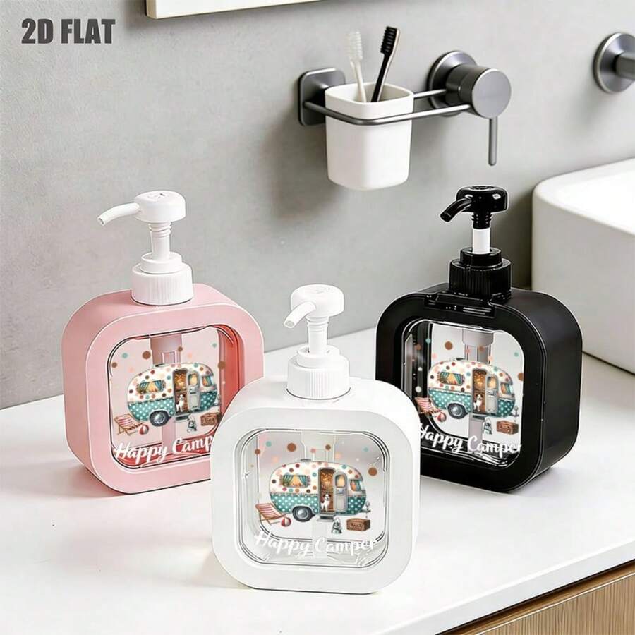 1 buah Botol Sabun Dispenser Tekan Tema Piknik Musim Semi untuk Dekorasi Rumah, Kamar Mandi, Dapur, Perkemahan, RV, Wadah Isi Ulang Dekoratif, Dispenser Losion. Hadiah Dekorasi Musim Semi yang Sempurna - A - View 1