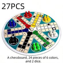 27 pièces Plateau de jeu 6 joueurs Grande taille 34cm/13,39 pouces - Comprend : 1 plateau de jeu rond, 24 dés 6 couleurs, 2 dés. Plateau de jeu de dés classique, convient pour 6 joueurs, avec pièces de jeu 6 couleurs - Soirée de jeu, Noël et Halloween - Échecs internationaux Piste rapide et plateau de jeu 6 joueurs - Plateau de jeu de dés classique avec pièces de jeu - Multicolore - Voir 12