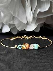Natural Happiness Multi-Gemstone Crystal Bracelet With Apatite, Citrine, Sunstone, Rose Quartz, Amazonite, Symbolizing Good Fortune And Smoothness. Perfect Daily Gift For Women. [Natural Stone Colors And Shapes May Vary] - Multicolor - View 5