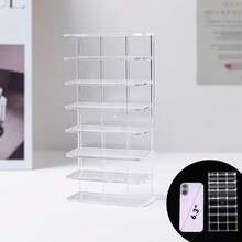 1pc Plastic Toy Car Model Display Stand - Transparent Display Box Storage Rack, Suitable For Collectibles, Matchbox Cars, Etc. Can Hold 7 Mini Toy Cars. Home Decor - Clear - View 9