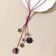 1 Miếng Men răng & Sáp Dây thừng Phong cách Bohemian Hình chữ -Y Vòng cổ dài Với Màu sắc tùy ý Men răng Đĩa - Màu tím - Xem 6