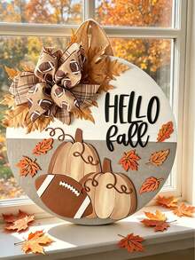 Autumn Wreath, Autumn Door Hanging Decor, Football And Pumpkin Sign, Football Door Hanging Decor, Pumpkin Sign, Autumn Pumpkin Sign, Hello Fall Sign - Perfect For Front Door Decor, Wall Decor, Yard Decor, Autumn Decor And Holiday - Rugby and Pumpkin - View 7
