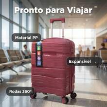 Carry-On Suitcase 10kg Premium Polypropylene PP Ultra Resistant Expandable With 360 Degree Double Wheels Built-In Lock Organized Internal Compartment Hand Luggage Rigid Bag - Red - View 3
