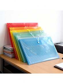 Random Color Transparent File Bags, Multiple Colors - Durable PP Material, Classic Style - Perfect For Document And File Organization,Back To School Season - Multicolor - View 6