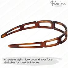 Diadema geomtrica abierta de acetato de celulosa con diseo de carey u2014 Fabricada en Francia, con dientes de agarre interior, diadema francesa ligera para mujeres y nias carey, 1, 9 - Tortuga - Ver 7