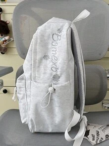 極簡字母刺繡後背包，適合青少年男女，書包，多功能校園日常使用包，開學季吸睛款式 - 多色 - 查看 6
