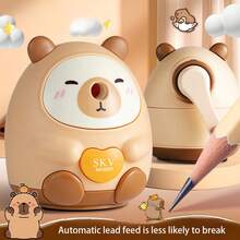 1pc Cute Capybara Handheld Pencil Sharpener (Note: Please Confirm Size Before Purchase) No Power Required, Plastic, Light Brown And Dark Brown, Easy-To-Use Design, Suitable For Office And School Supplies, Animal Themed Desktop Accessory - Multicolor - View 13