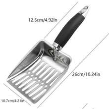 1pc Stainless Steel Cat Litter Scoop With Long Handle - Efficient Sand-Draining Design, Pet Cleaning Accessories: Perforated Cat Litter Scoop With Non-Slip Grip Design. This Quick-Filter Cat Litter Scoop Features A Hollow Mesh Design For Easy - Multicolor - View 3