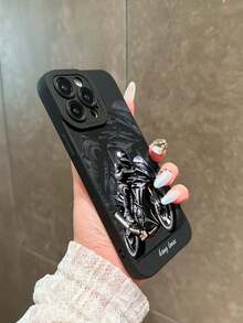 摩托車圖案街頭風手機殼，適用於 Apple 16promax、14/13、12、11 Pro Max、XS Max、X、XR、8、7、Plus、Mini、GalaxyA13 4G S21 FE5G A15 A21S A34 A12 A50 S21 A71 及其他機型，防震手機殼，可用作生日禮物送給女朋友、男朋友或自己 - 黑色 - 查看 3