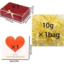 5件組紅色金邊禮物盒套裝，10.6 X 7.8 X 3.1 英吋 (約 27 X 20 X 8 公分) 伴娘邀請禮盒附緞帶，附蓋禮物盒，母親節、婚禮、生日派對、週年紀念 (附賀卡 + 拉菲亞草) - 紅金邊 - 查看 7