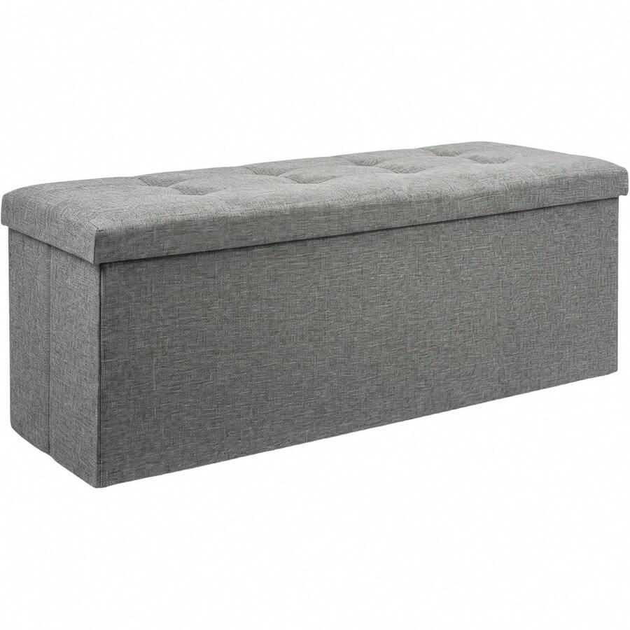 Grey Folding Storage Bench With Lid, Multifunctional Stool For Home & Entryway - Dark Grey-110cm - View 1