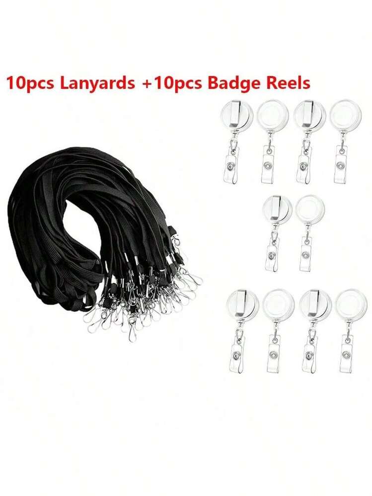 10pcs Retractable Badge Reels With Metal Belt Clip, ID Holder For Hanging Name Tags, ID Cards, Key Cards And Keychains, Back To School Essential - one-size - View 12
