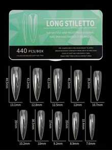 50Pcs Long Stiletto Nail Tips | Ultra-Thin Semi-Frosted Full Cover | Clear Pointed Fake Nails For Press On DIY - 無色 - 查看 1
