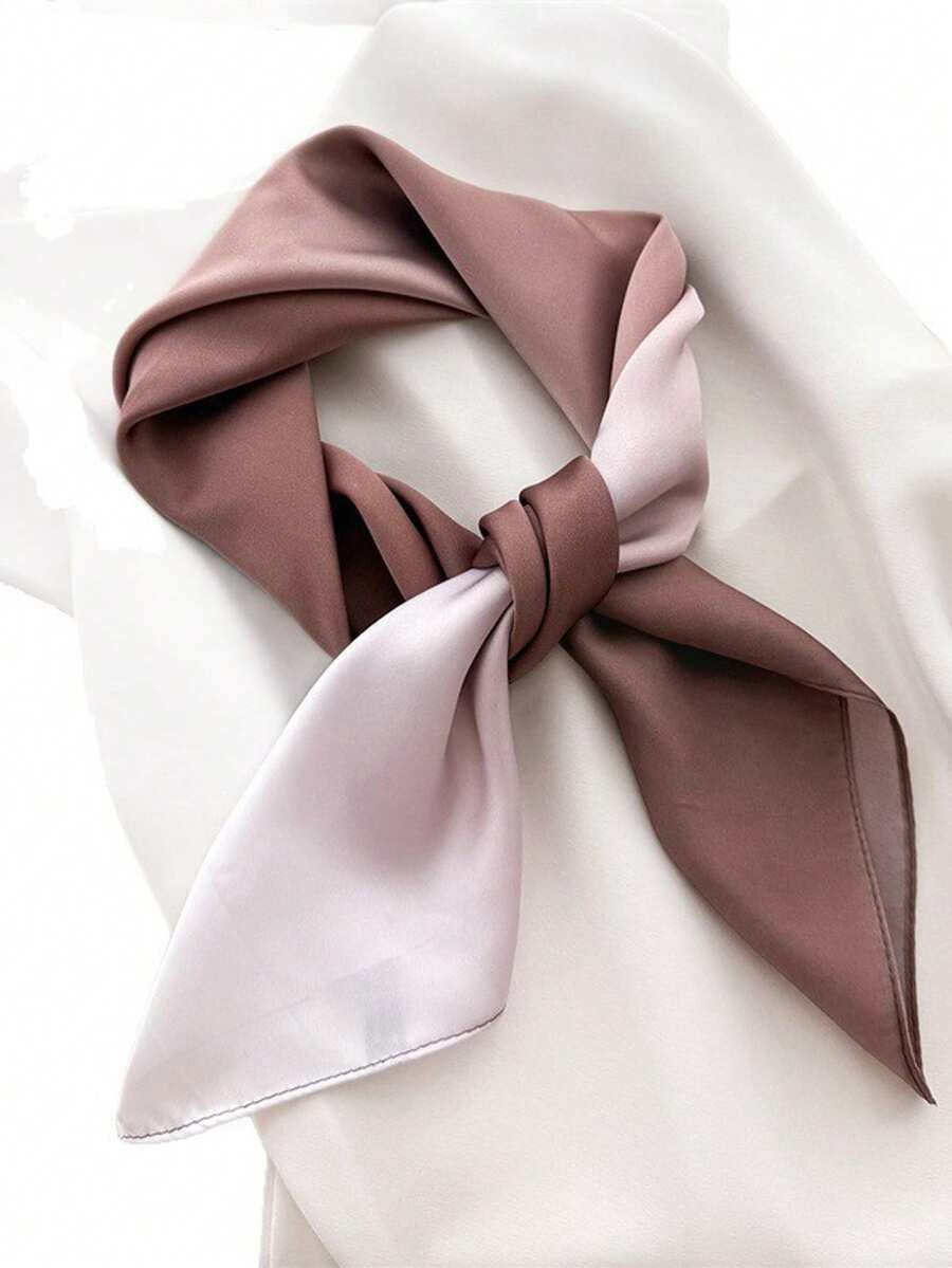 1pc Bandana Gradient Atmosphere Print Scarf, Faux Silk Vintage Premium Feel Sun Protection Shawl Neck Tie Square Scarf Necktie Headscarf - Multicolor - View 1