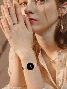 Galaxy Watch 8 錶帶 + 錶殼，1件鑲嵌立方鋯石金屬優雅錶帶 + 1件亮面風格（不含螢幕保護貼），適用 Galaxy Watch 8 40mm 與 44mm 錶殼，相容 Galaxy Watch 8 錶帶，可調節替換錶帶配件，適合男女運動錶帶 - 棕色玫金白鑽+殼 - 查看 6