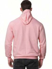 Basic Kangaroo Hoodie, Cold Weather Sweatshirt With Hood, Men's And Women's Streetwear Vibes, Winter Fashion - 淺粉色 - 查看 4