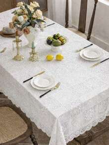 Rectangular Lace Tablecloth Measuring 150x250cm. Maximum Elegance. - White - View 7
