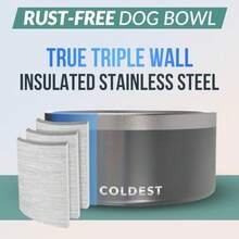 Coldest - tazón para perros tazón para perros de metal antioxidante y antideslizante, grande, a prueba de derrames, resistente 3 capas aislado, tazón de comida y agua para perros, gatos y mascotas - Purpurina rosa eterna - Ver 4
