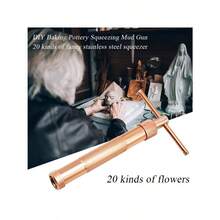 1Set Fancy Pattern Mud Extruder Mold Stainless Steel Clay Mold Ceramic Mold Rose Gold Sugar Paste Extruder Fondant - Golden - View 11
