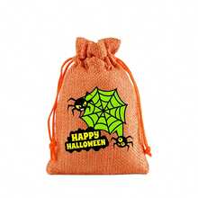12 Halloween Decorative Gift Bags, Colorful Holiday Burlap Pouches With Drawstrings, 6 Unique Designs Including Bats, Pumpkins, Ghosts, Perfect For Gift Wrapping During Halloween Celebrations - Multicolor - View 10