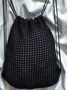 Fashionable Bohemian Crochet Backpack, Women's Woven Beach Tote Bag, Large Capacity Drawstring Bucket Bag, Foldable Women's Backpack - Multicolor - View 8