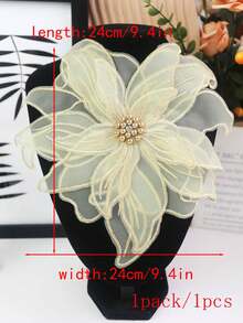 BNH3754 新款手工3D刺繡4層蕾絲水鑽與珠飾貼花，婚紗DIY配件，寬度：23cm/實際產品可能因光線、螢幕等因素而有輕微色差 - 淺黃 - 查看 9