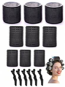 Bobes de Cabelo Tamanho Grande com Clipes de Jacaré Grandes, Enrolador Autoadesivo Adequado para Cabelos Longos/Médios/Curtos e Franjas, Ferramenta DIY para Enrolar Cabelo - Multicolorido - Visão 12