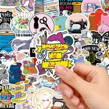 50pcs Cartoon Fun Warm Nostalgic Decorative Suitcase Glass Stickers For Yarn Knitting Fabric Sewing Enthusiasts - Multicolor - View 7