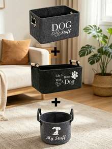 2pcs/3pcs Pet Storage Basket, Universal For Cats And Dogs, Pet Toy Organizer Box, Dog Toy Storage Box With Handle, Foldable Pet Supplies Storage Basket/Storage Box, Pet Supplies Storage Box - Multicolor - View 2