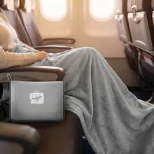 Travel Blanket And Pillow For Plane, 2-In-1 Soft Airplane Blanket With Pillowcase - Grey - View 5