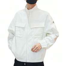 Chaqueta informal de manga larga con cuello alto y logo de Adidas para hombre, color blanco. - Blanco - Ver 3