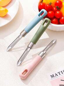 1/2pcs Stainless Steel Fruit & Vegetable Peeler, Apple Peeler, Potato Peeler, Vegetable Peeler, Cucumber Slicer, Multi-Function Vegetable Slicer, Melon Slicer, Multi-Function Melon Slicer, Potato Processing Tool, Kitchen Bean Carrot Chopper, Kitchen Gadget, Multi-Function Scraper, Helpful Kitchen Assistant - Multicolor - View 9