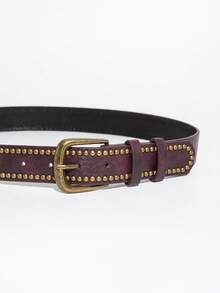 1 pieza Cinturón de mujer estilo punk de mezclilla con hebilla tachonada - Burdeos - Ver 5