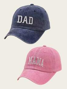 2件裝 春夏 DAD MOM 刺繡棒球帽 復古運動休閒遮陽帽 - DAD/MAMA - 查看 6