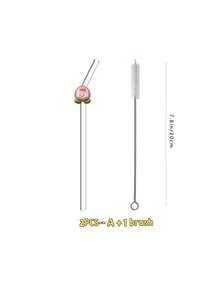 1支/2支 夏季必備卡通水果設計曲玻璃吸管，適用於多種飲品，實用的校園用品，適合慶典與送禮的時尚裝飾 - 查看 8