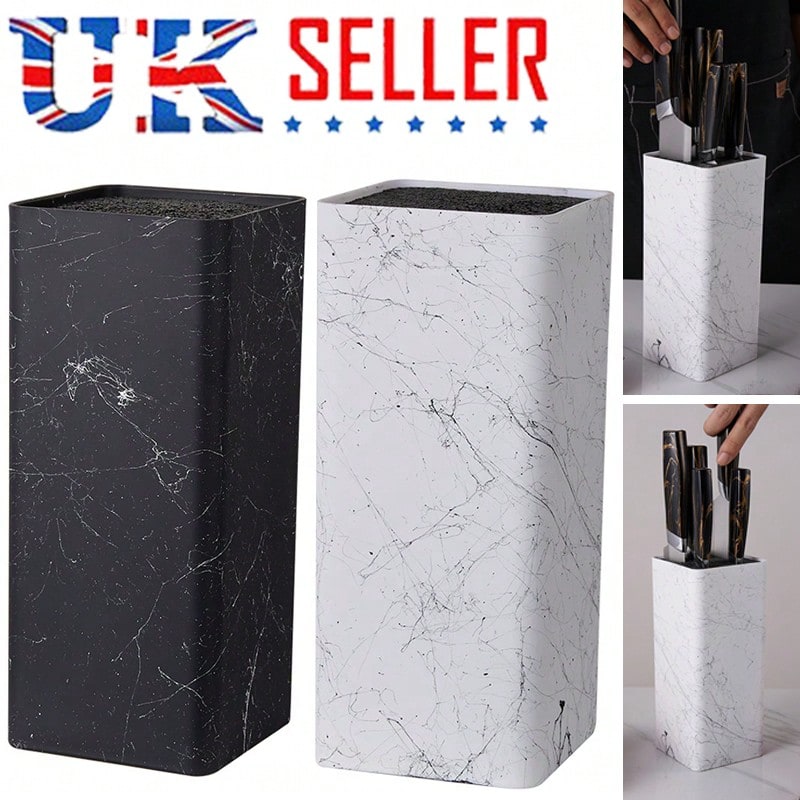 Universal Knife Holder Block – 10x10x23cm Kitchen Tool Storage Rack With Drainer For Chopsticks - View 1