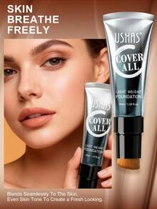USHAS Corrector de Cobertura Completa, 8 Colores, Ligero e Hidratante, Cobertura Construible, Control de Grasa, Acabado Natural y Duradero, Brocha Integrada - #08 Neutral justo - Ver 3