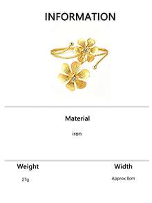 6pcs/Set Gold Butterfly & Flower Arm Cuff Bracelet, 6 Styles Adjustable Open Bangle, Luxury Resort Style Arm Decor For Women - Golden - View 9