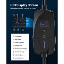 Level 2 Tesla Charger, 40 Amp Adjustable Current, 240V Portable Home Electric Car EV Charger With 25 Ft Charging Cable, NEMA 14-50P Plug, LCD Display, NACS Connector, For Tesla Model Y/X/3/S - For /X/3/S - View 5