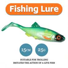 15cm/25g Large Size T-Tail Soft Bait Lure, Realistic Fish Shaped Soft Plastic Bait For Trolling, Surf Casting, Freshwater Fishing For Bass, Carp, 6 Colors Available - Multicolor - View 2