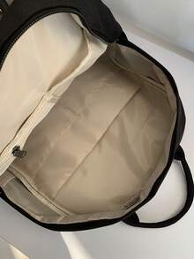 Dedoo Mochila casual, bolso de uso diario, material de nailon de unicolor, múltiples bolsillos con cremallera, asa superior, estilo minimalista, adecuado para estudiantes (colgante no incluido) - Negro - Ver 8
