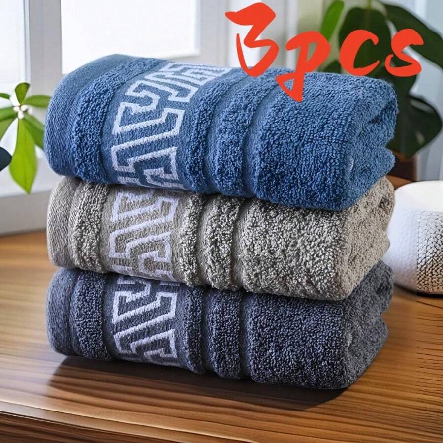 3 Packs Luxury Towels Ultra-Soft, Spa-Grade High Water Absorbency Fabric, Quick-Drying, Skin-Friendly, Fade-Proof & Lint-Free, Retro Neutral Color Matching With Random Geometric Patterns - Multicolor - View 1
