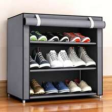 Estantería para zapatos de gran capacidad y varias capas con cubierta antipolvo, adecuada para almacenamiento en el hogar, regalo ideal para Navidad/Halloween, estantería para zapatos de color marrón, estantería de almacenamiento de zapatos para armario con cubierta (color de cepillo para zapatos aleatorio) - Multicolor - Ver 9