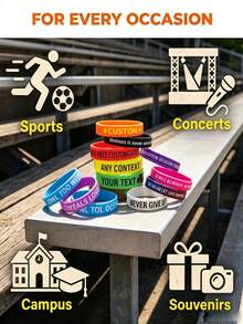 Custom Laser Engraved Silicone Wristbands - Personalized Solid Color Rubber Bracelets Bulk Supply, Laser Engraved Bracelets, Bulk Supply Sports Wristbands, Event Party Accessories, Customized Text Bracelets, Wedding Favors, Eternal Love - Multicolor - View 4